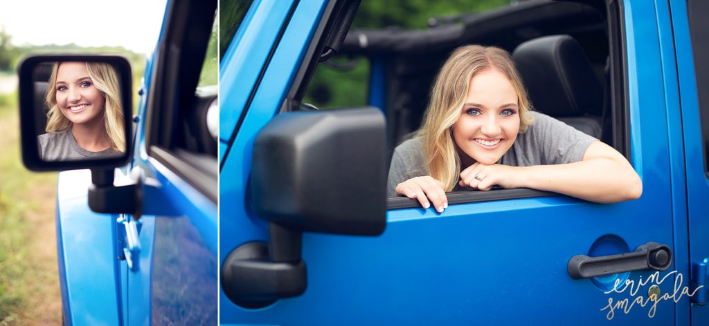 senior portraits with her jeep