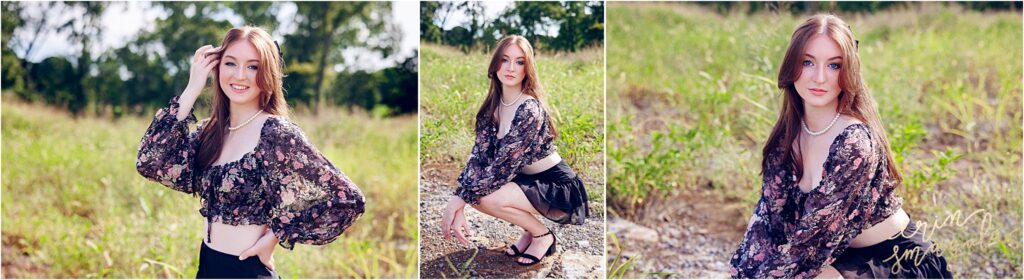 senioir pictures of a girl in a field in nashville 